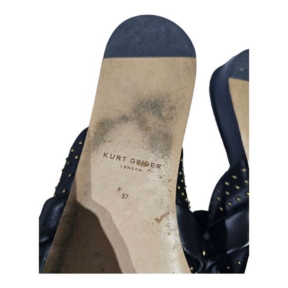 KURT GEIGER LONDON Black Leather Studded Chelsea Loafer Mule - Size 37 - Picture 6 of 8